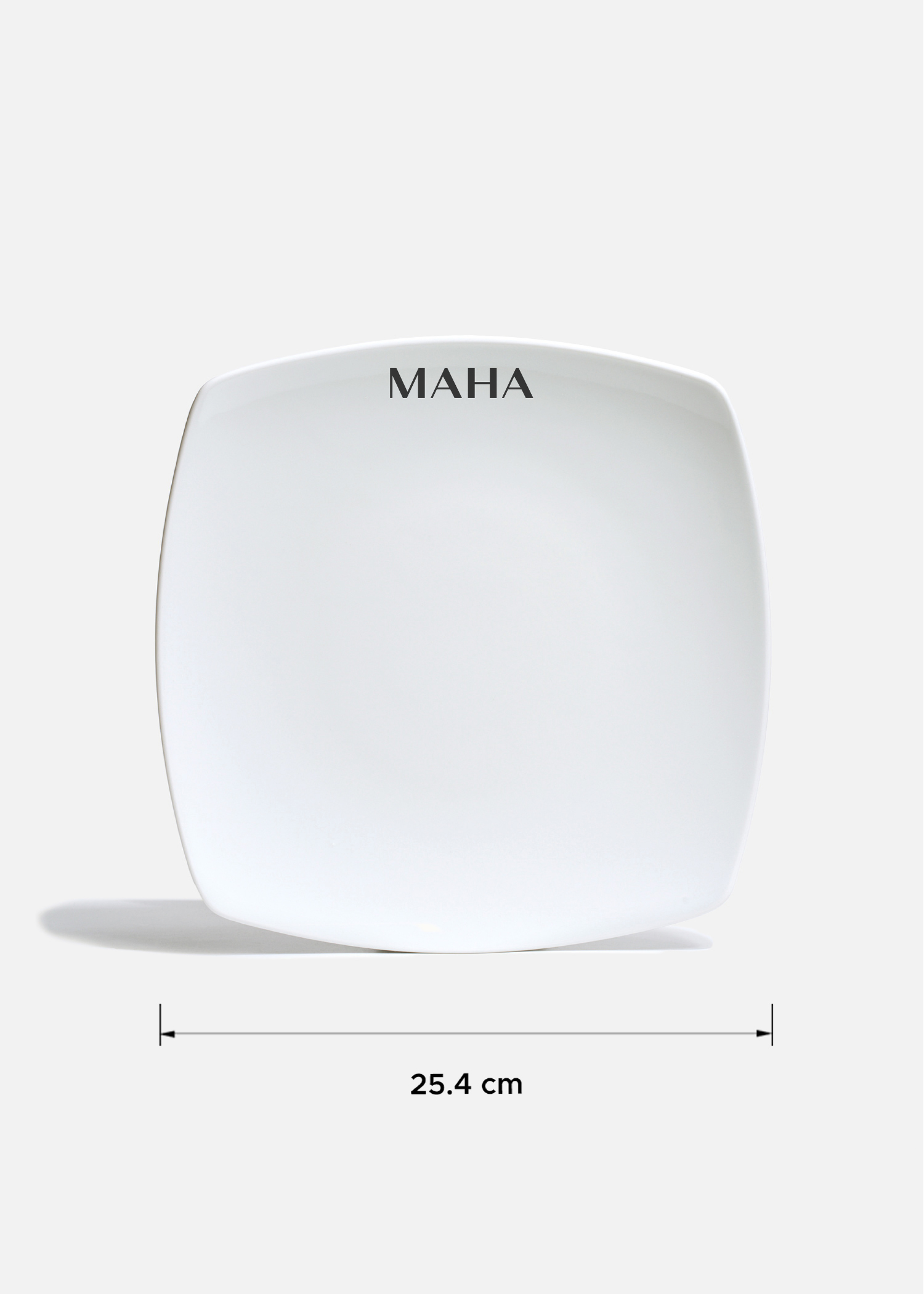 Plato trinche cuadrado de porcelana blanca personalizado logo simple Elegance 25.4 cm