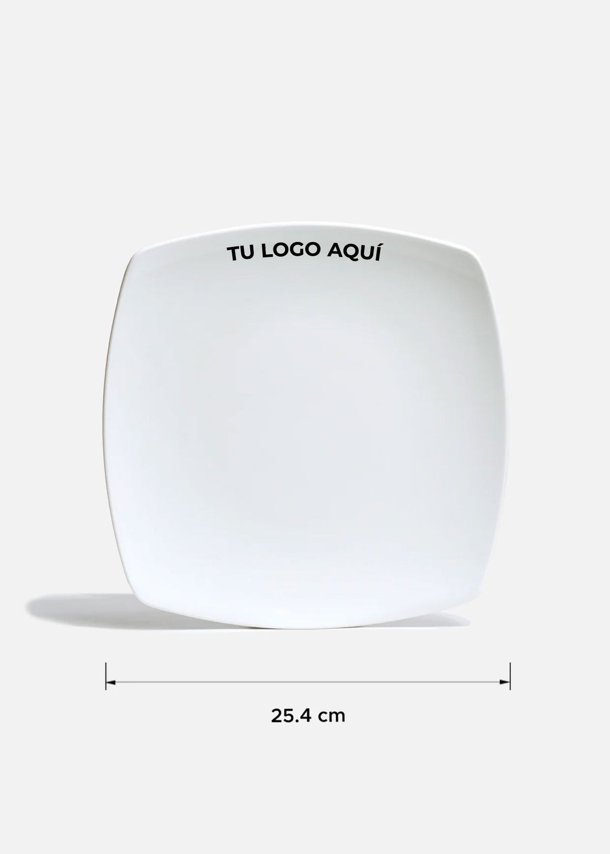 Plato trinche cuadrado de porcelana blanca personalizado logo simple Elegance 25.4 cm