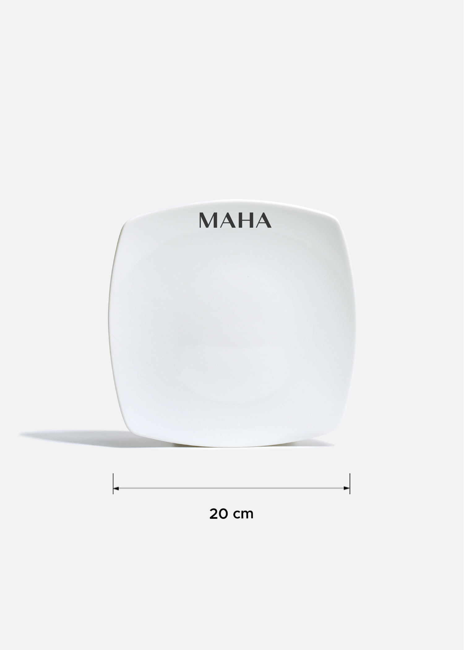 Plato trinche cuadrado de porcelana blanco personalizado logo simple Elegance 20 cm