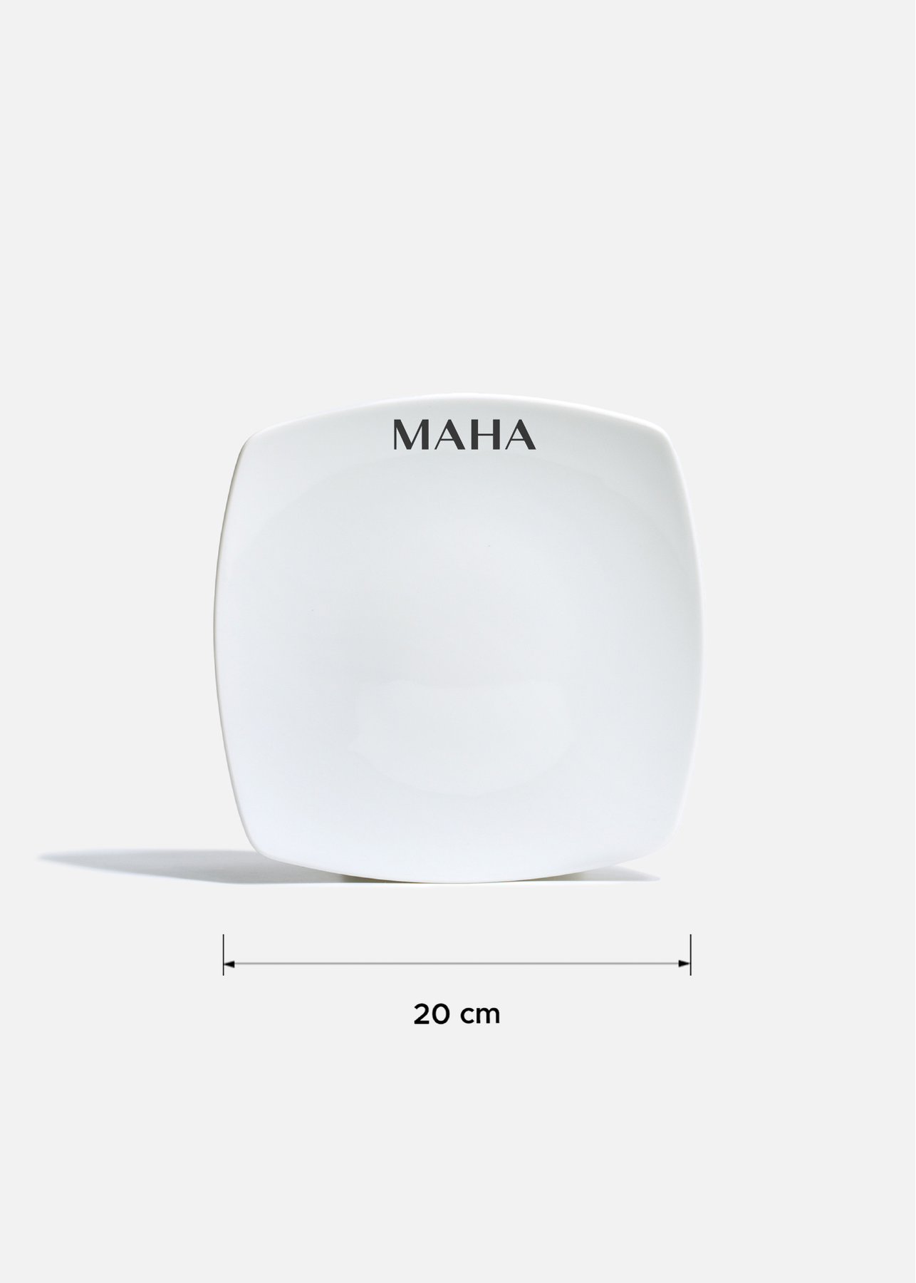 Plato trinche cuadrado de porcelana blanco personalizado logo simple Elegance 20 cm