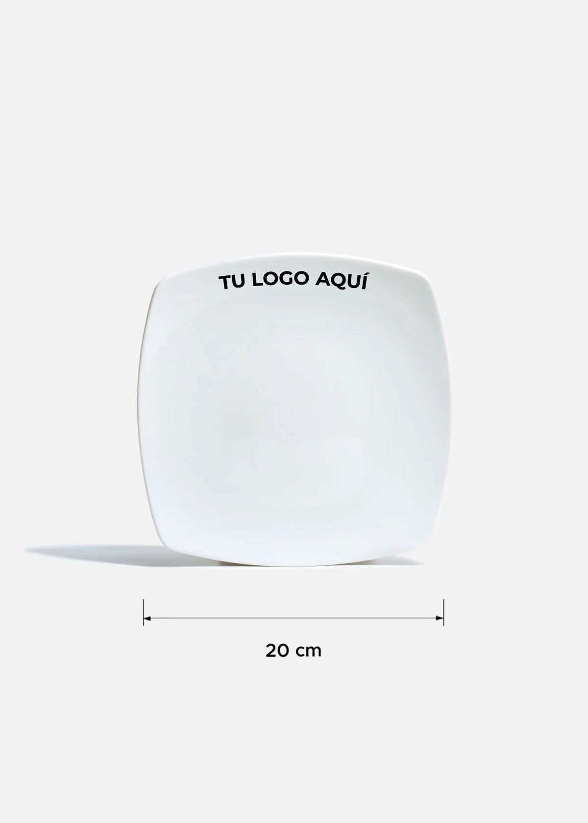 Plato trinche cuadrado de porcelana blanco personalizado logo simple Elegance 20 cm
