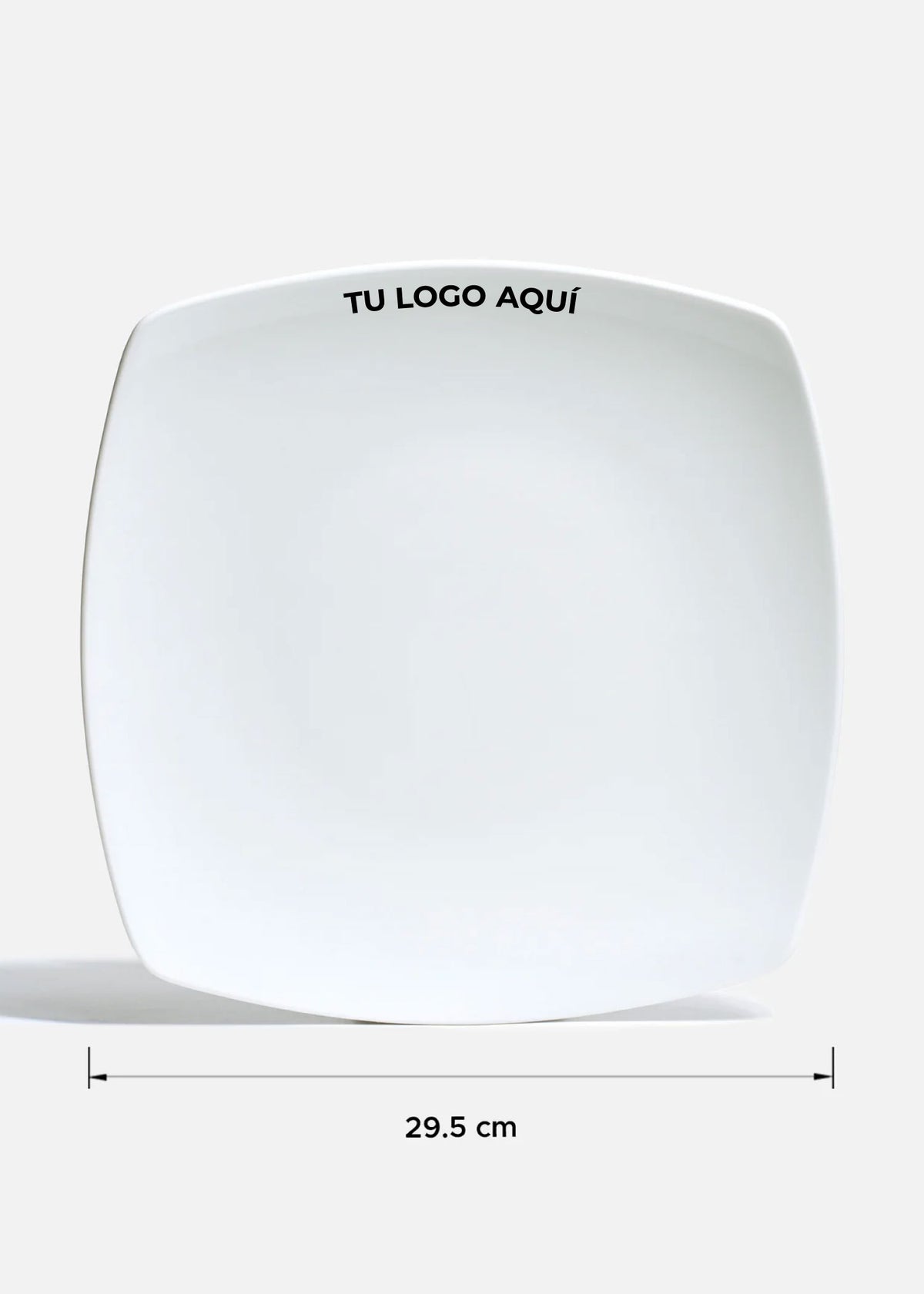 Plato trinche cuadrado de porcelana blanco personalizado logo simple Elegance 29.5 cm