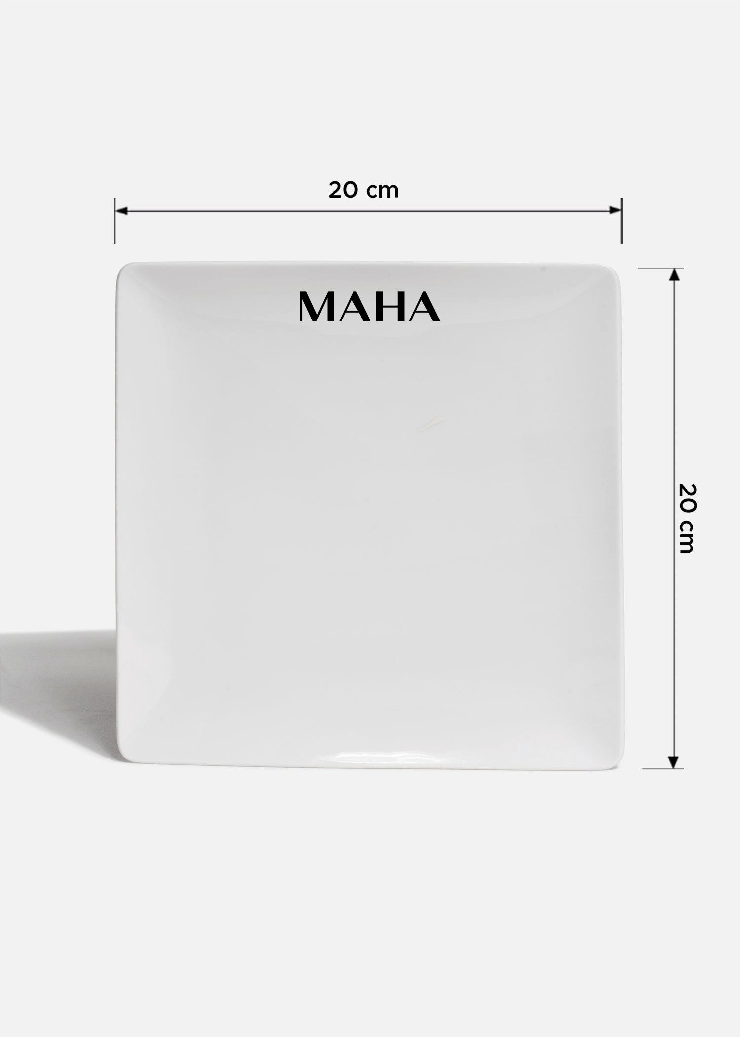 Plato trinche cuadrado de porcelana blanco personalizado logo simple Messina 21 cm