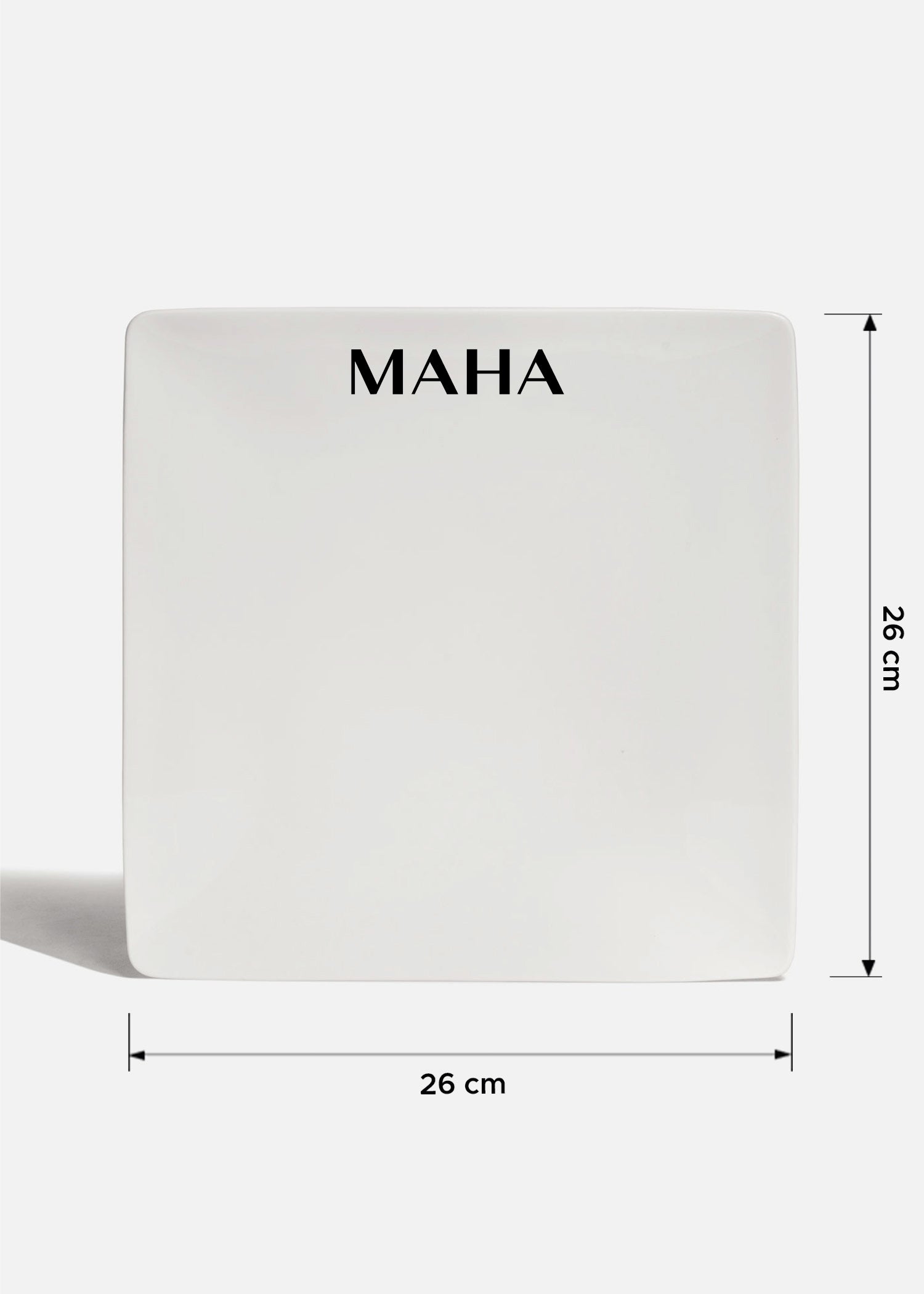 Plato trinche cuadrado de porcelana blanco personalizado logo simple Messina 26 cm