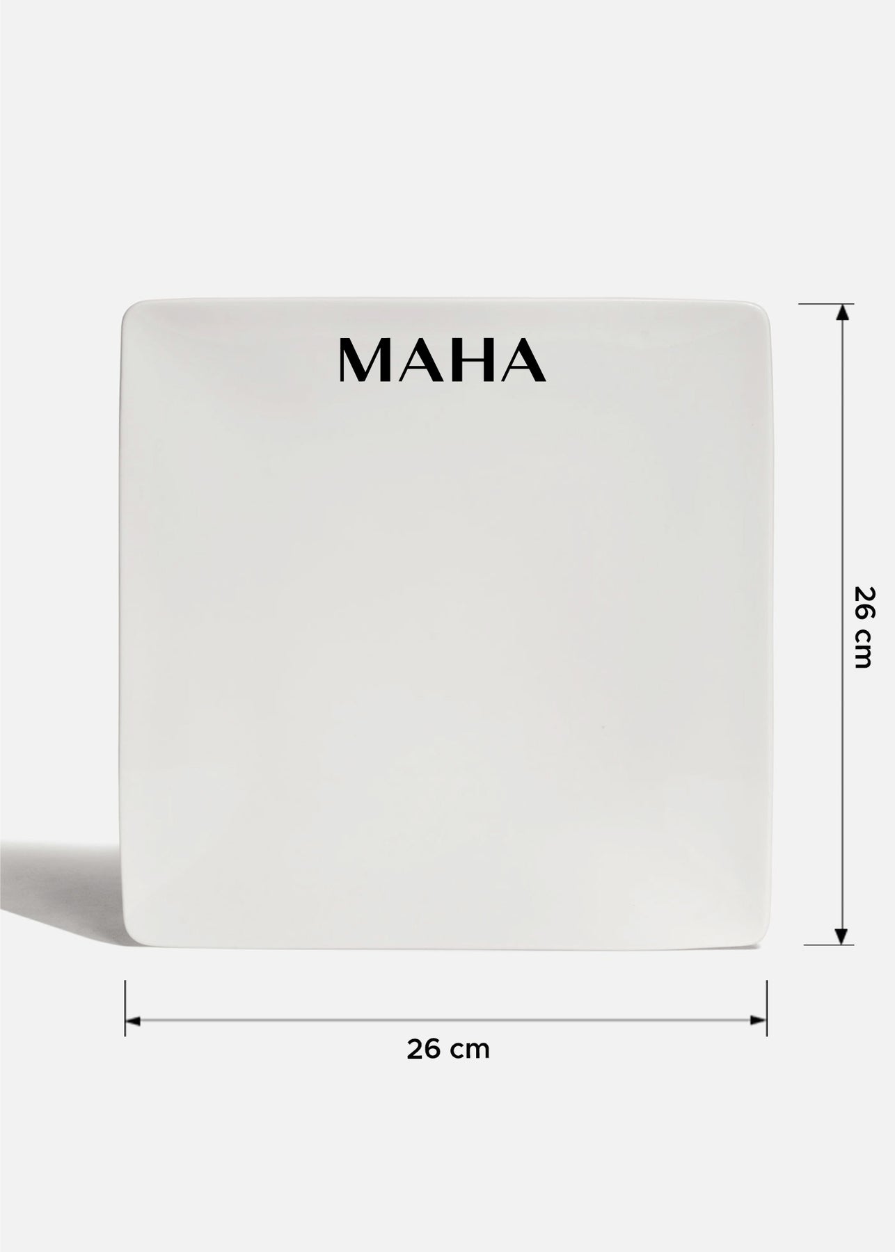 Plato trinche cuadrado de porcelana blanco personalizado logo simple Messina 26 cm