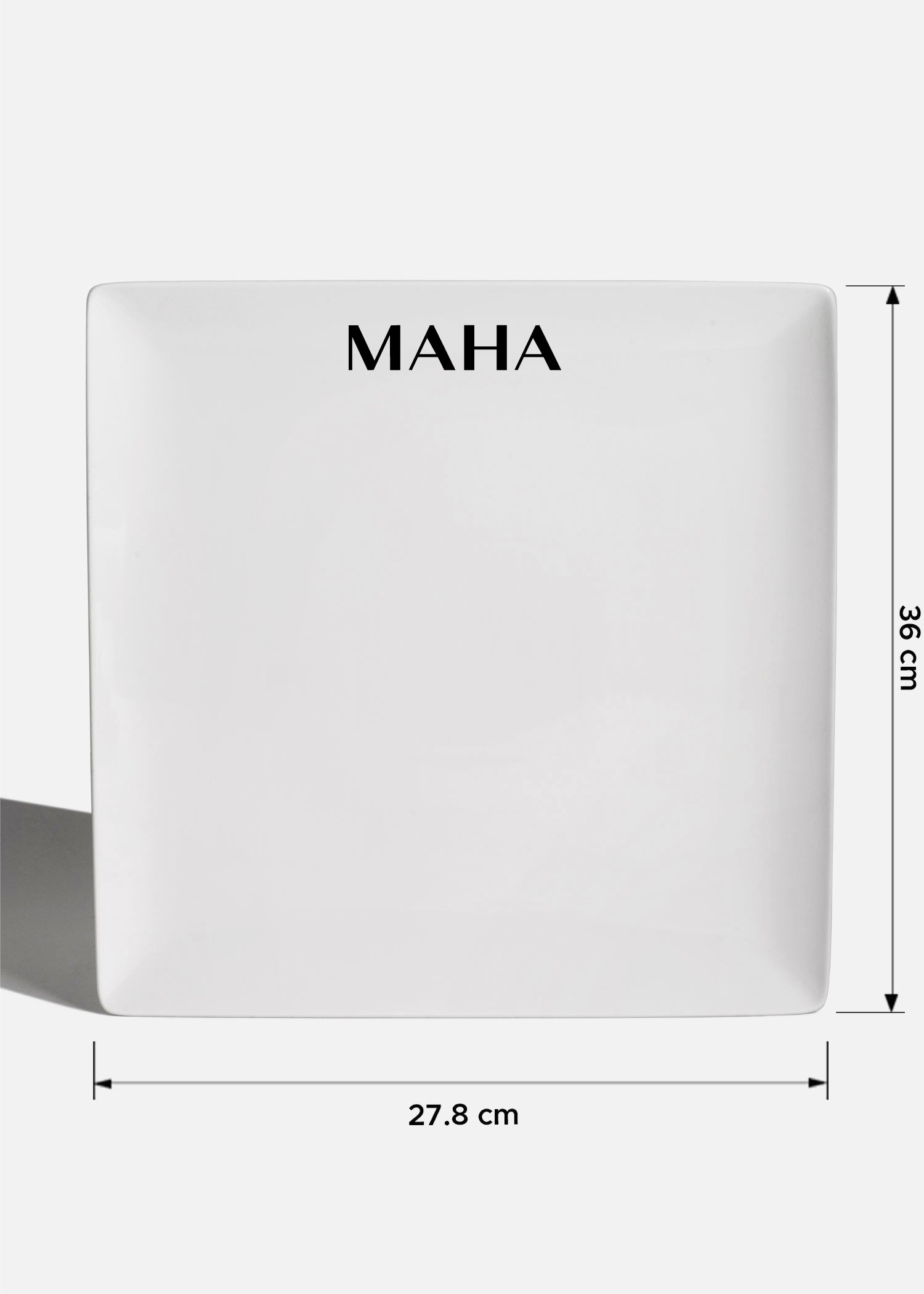 Plato trinche cuadrado de porcelana blanco personalizado logo simple Messina 30 cm