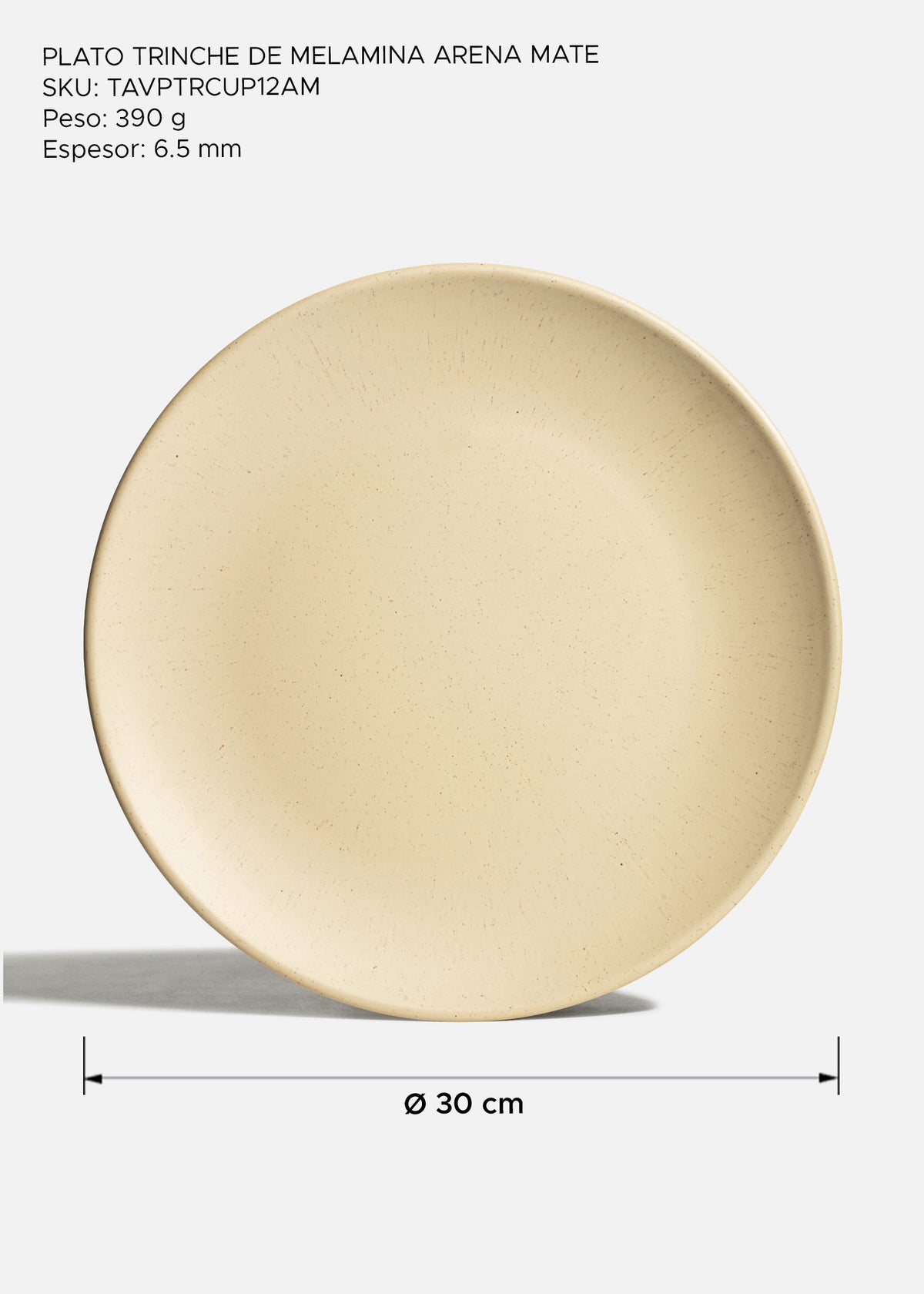 Plato trinche de melamina arena mate de 30.5 cm