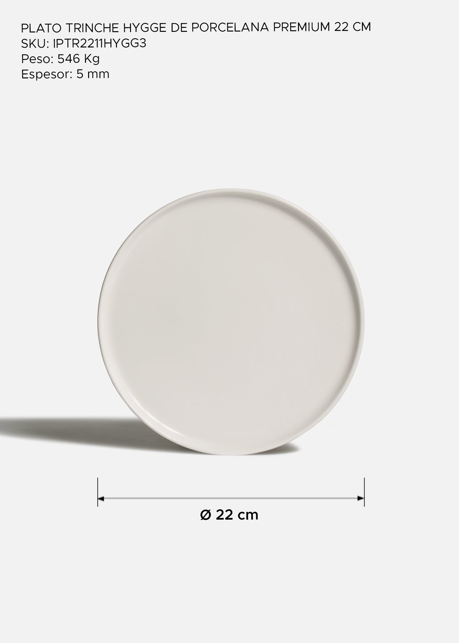 Plato Hygge de porcelana premium blanca para restaurante