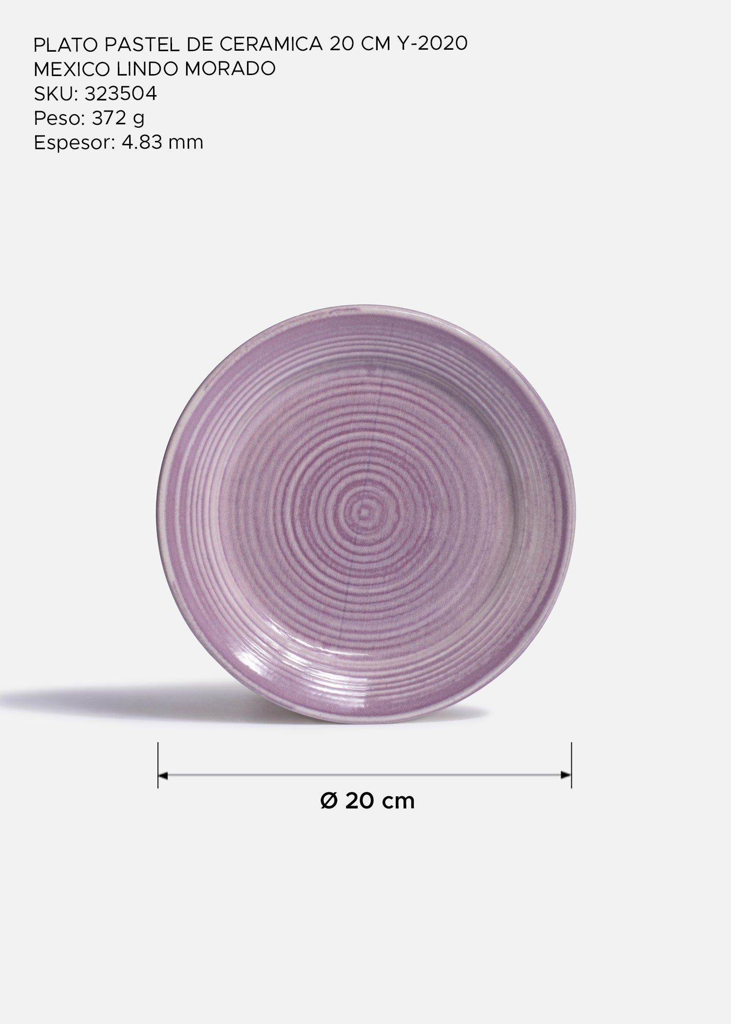 Plato de postre morado México Lindo con círculos concéntricos