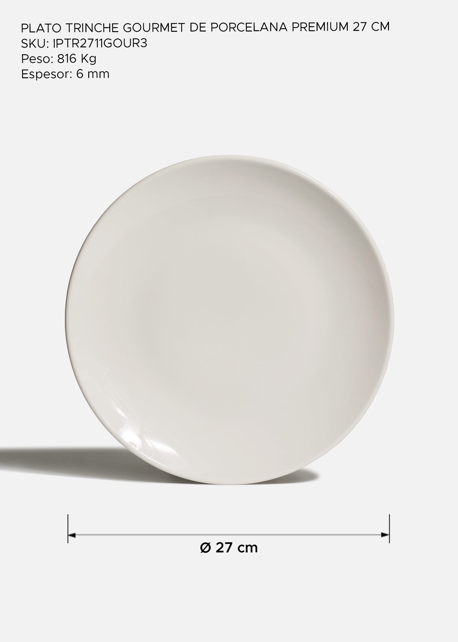 Plato Gourmet de porcelana premium blanca para restaurante