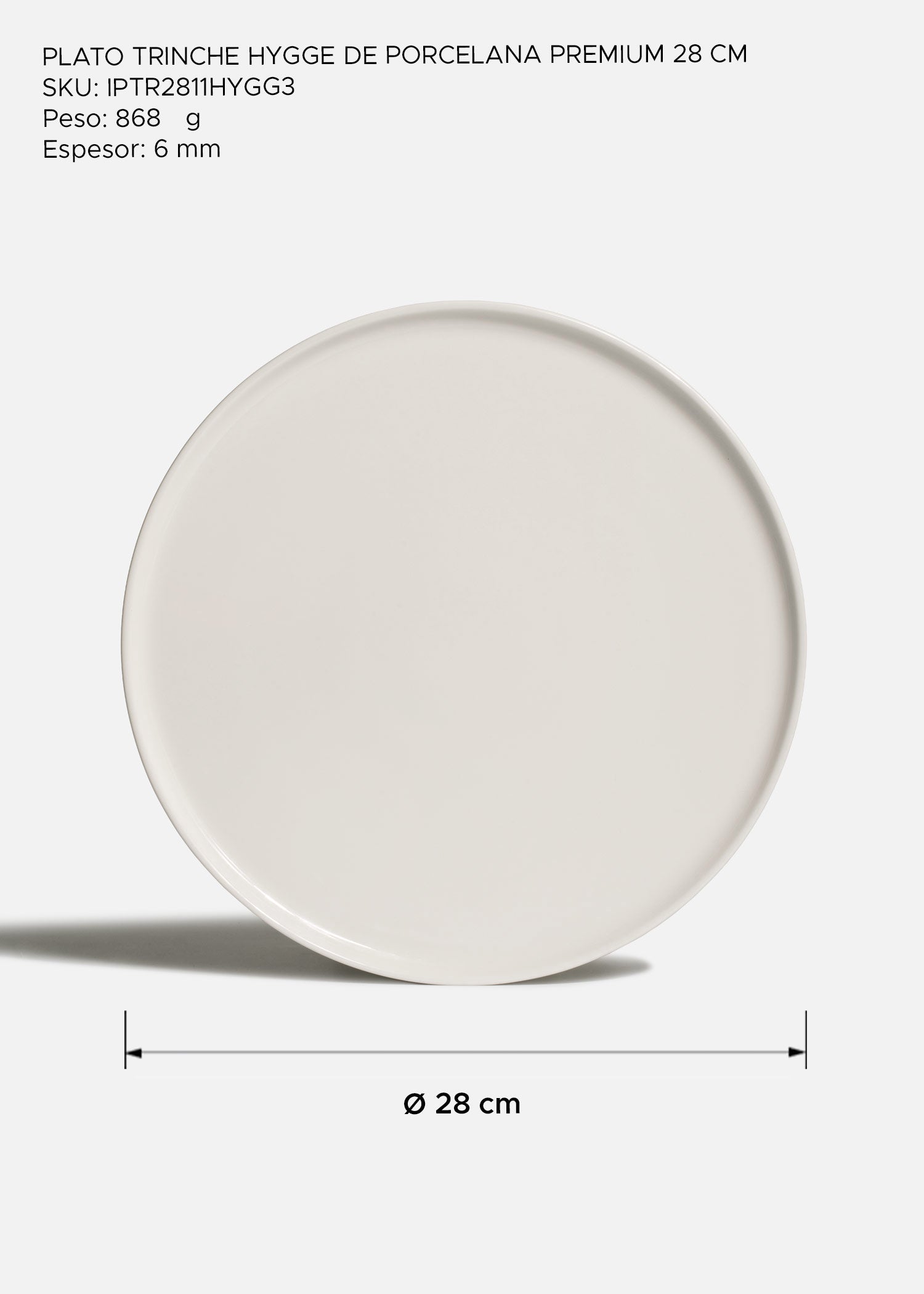 Plato Hygge de porcelana premium blanca para restaurante