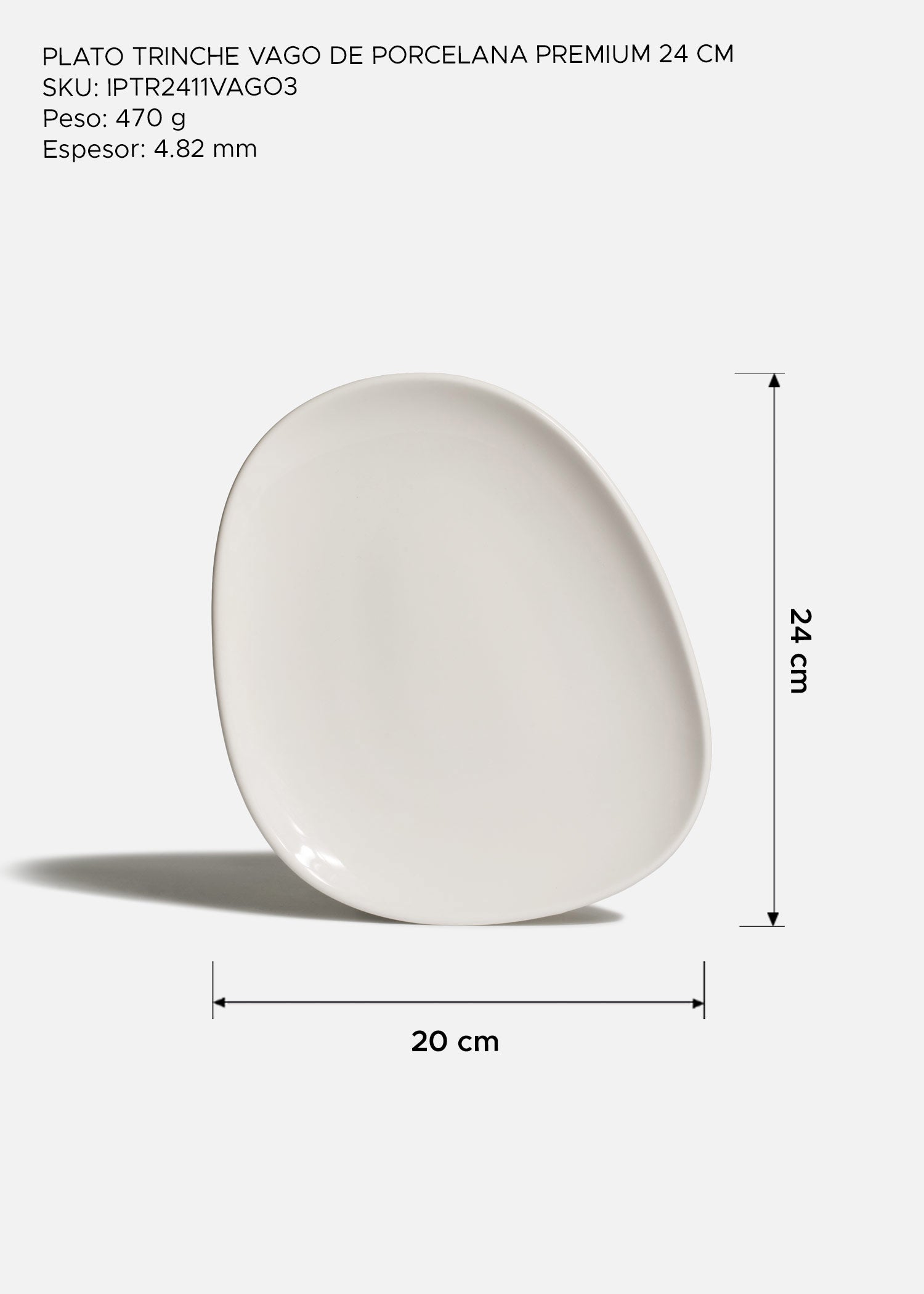 Plato Vago de porcelana premium blanca con forma orgánica