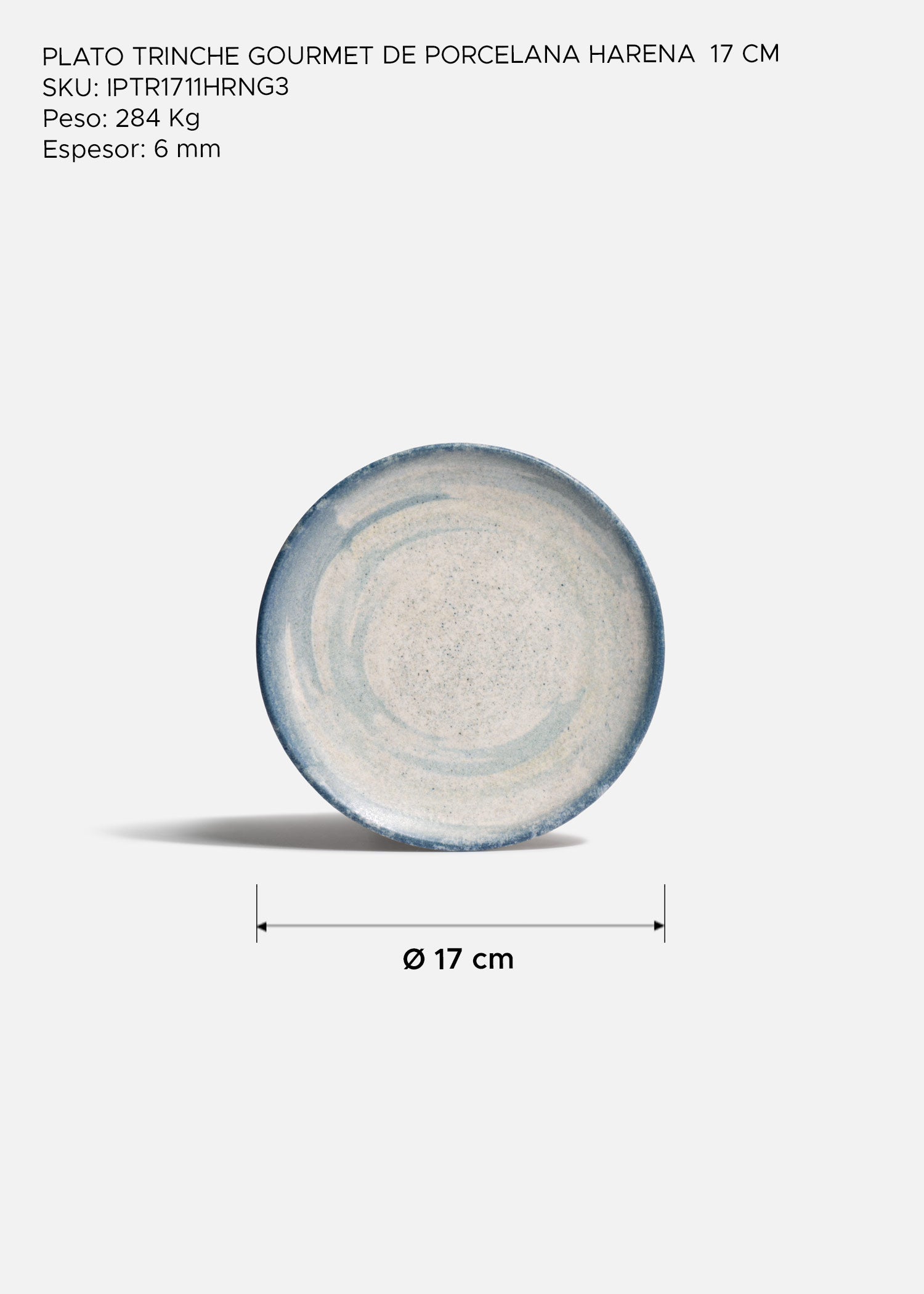 Vista superior del plato trinche Harena de 17 cm