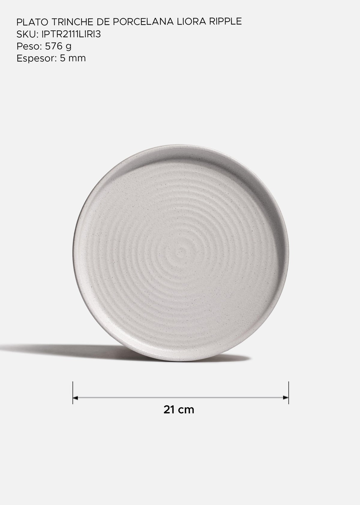 Plato trinche de porcelana marfil Liora Ripple 21 cm