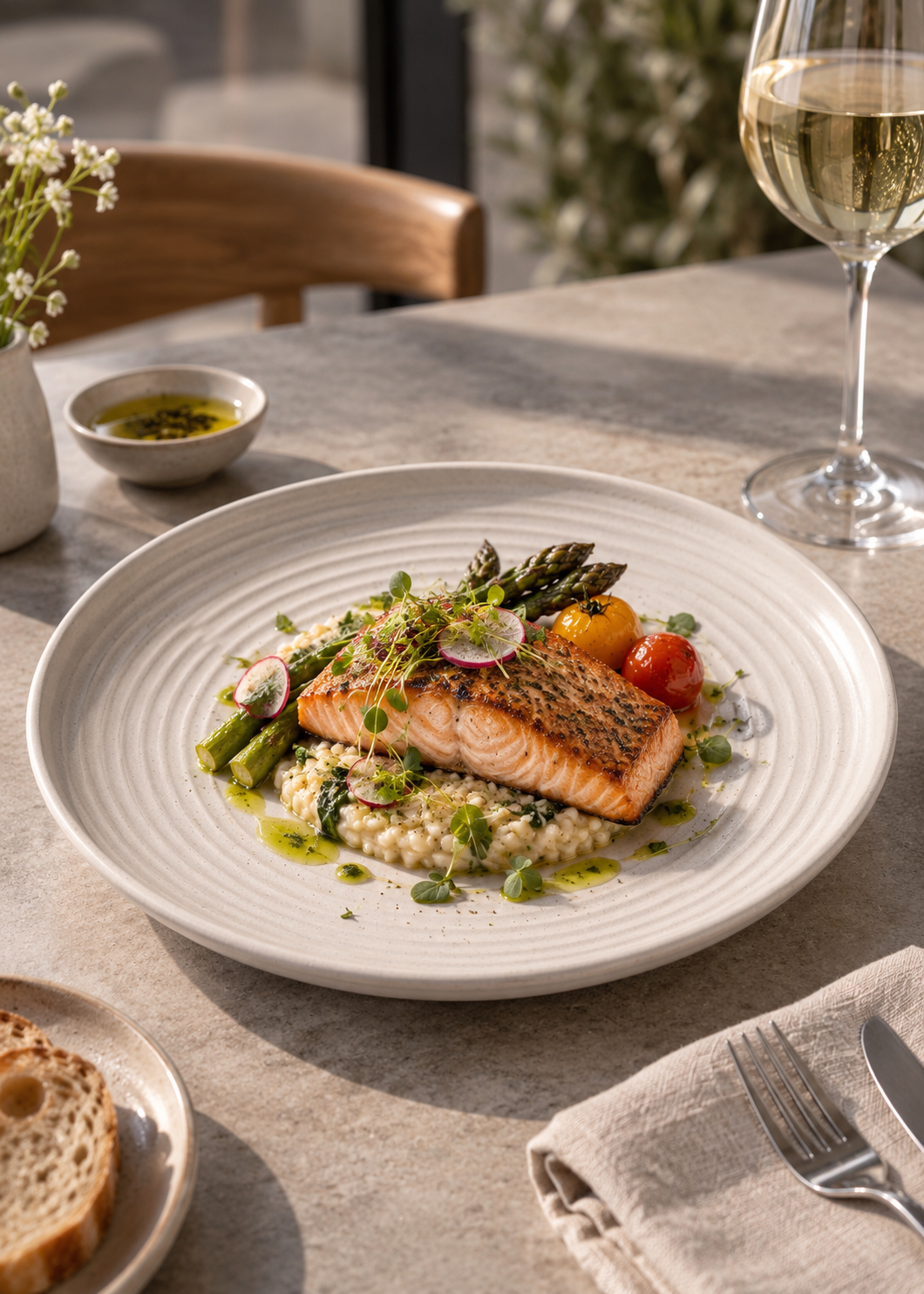 Plato apilable de porcelana vitrificada para food service