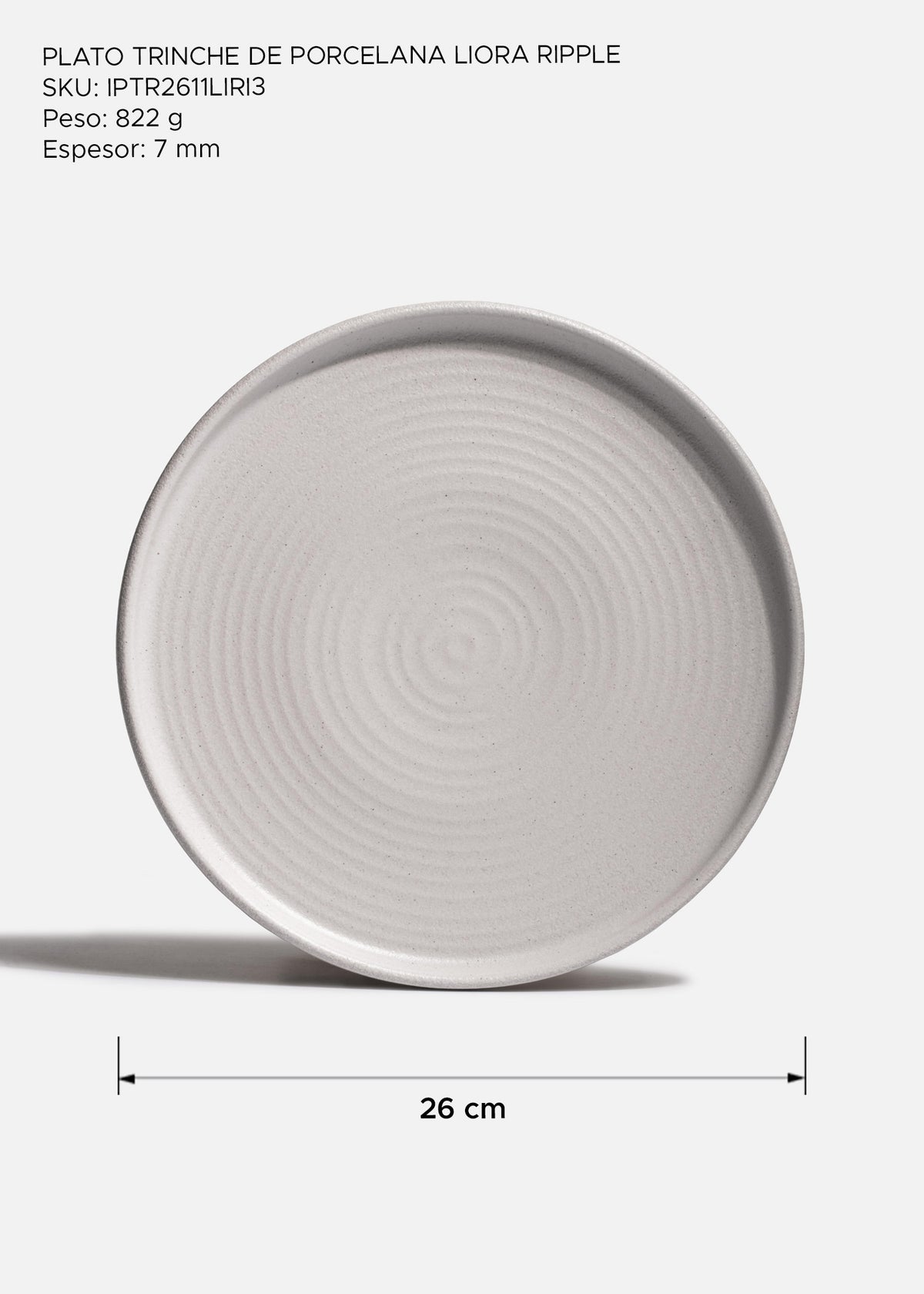 Plato trinche de porcelana marfil Liora Ripple 26 cm
