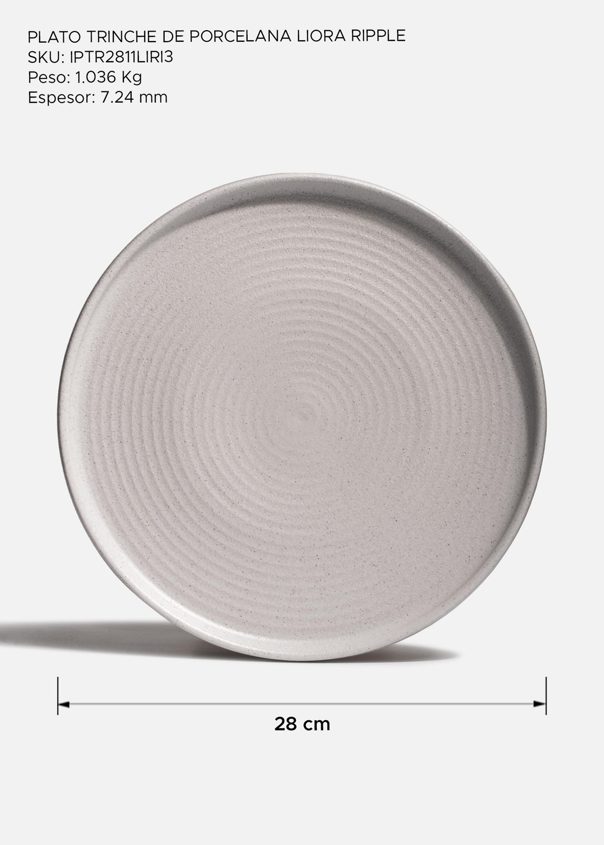 Plato trinche de porcelana marfil Liora Ripple 28 cm