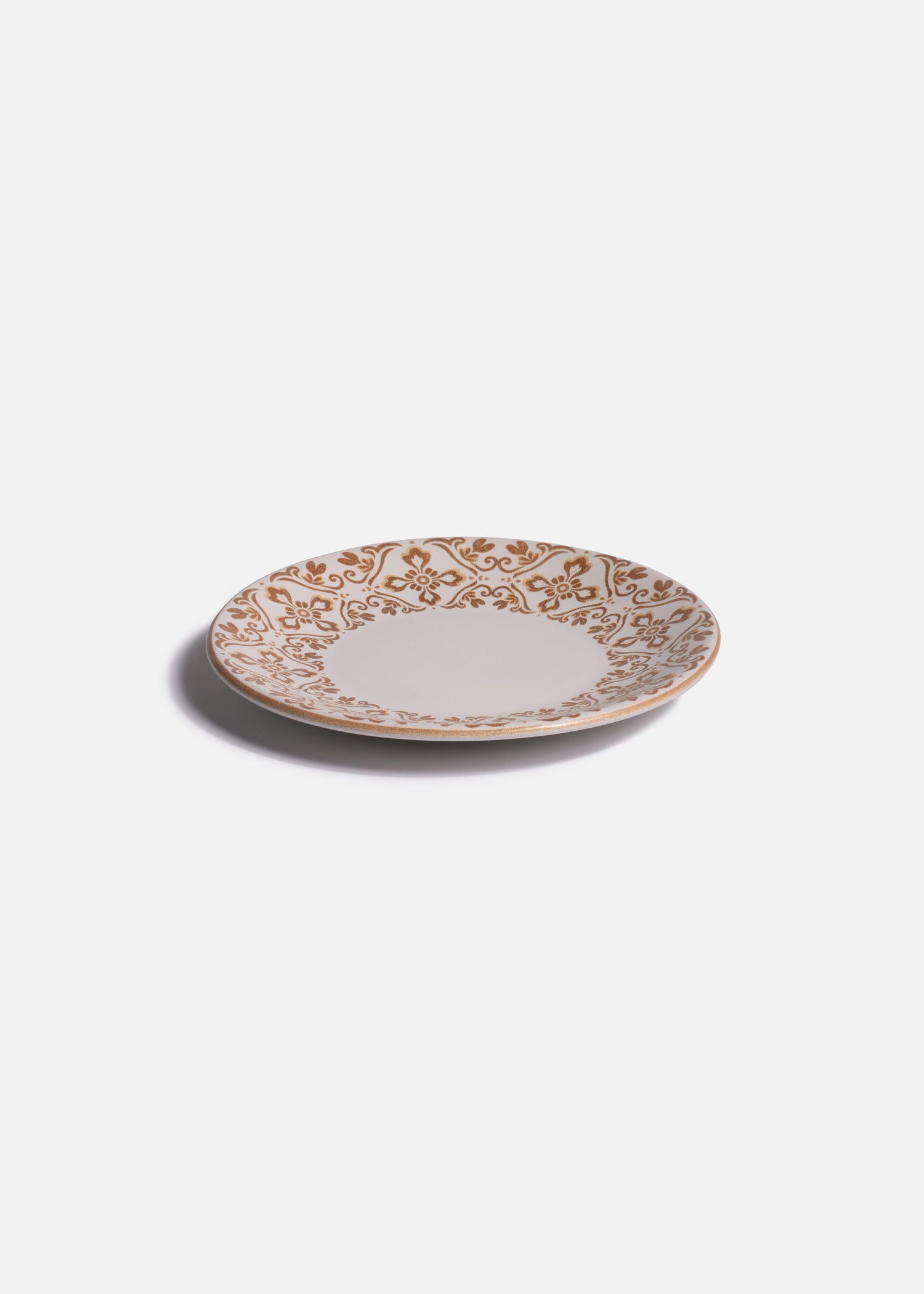 Plato Regina de 19 cm con cenefa floral café
