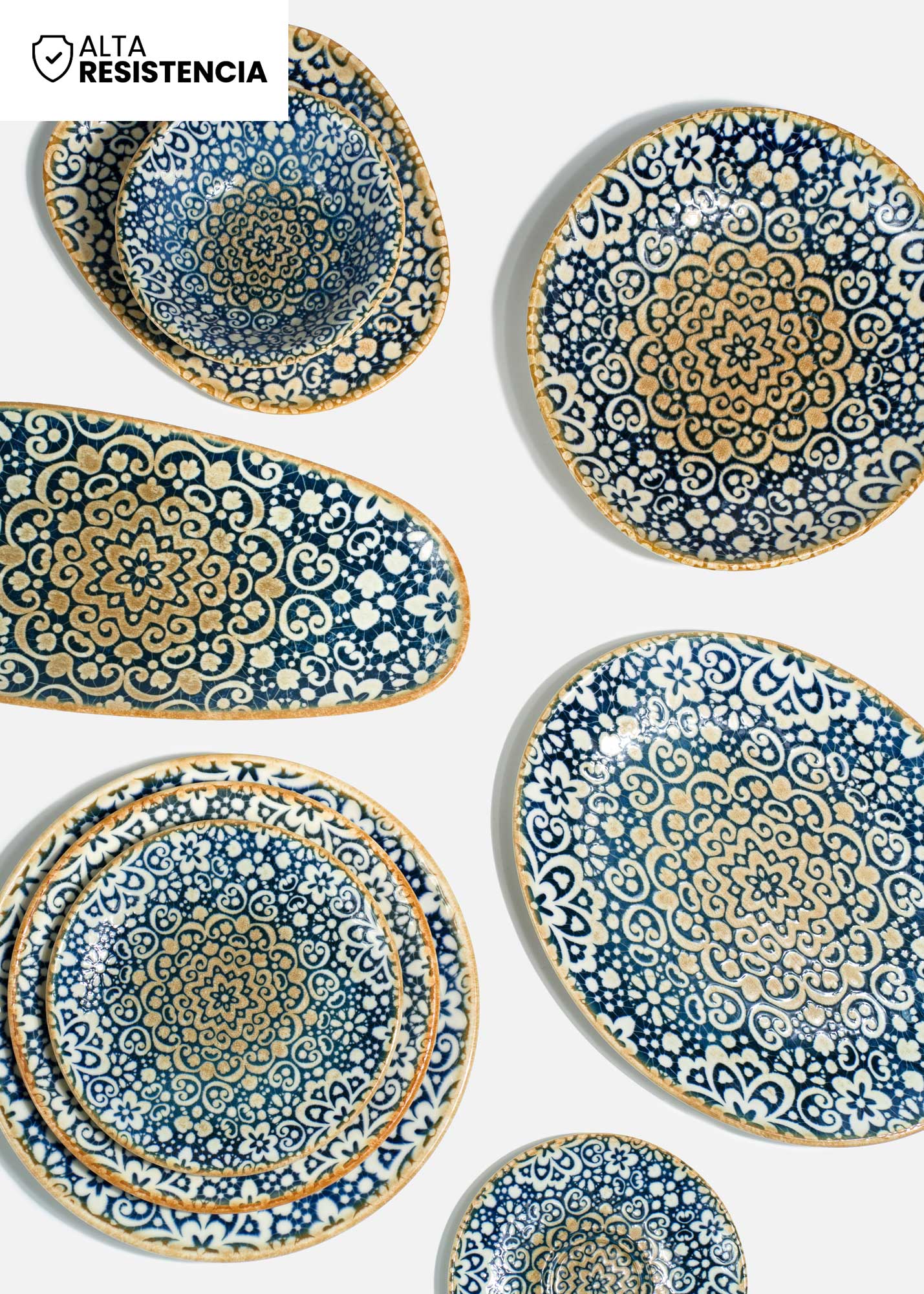 compra platos porcelana azul maha