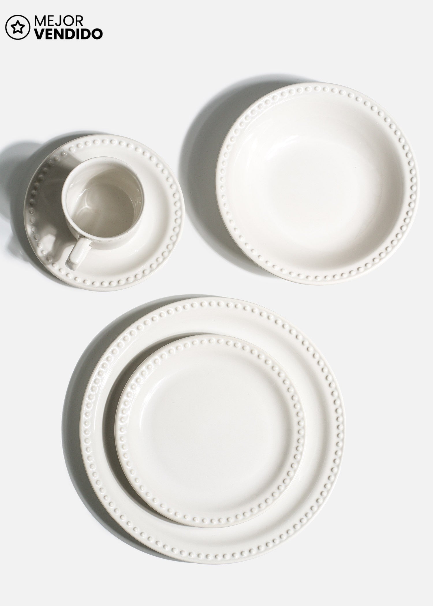 Plato de cerámica blanco Monet con centro liso y ala decorada