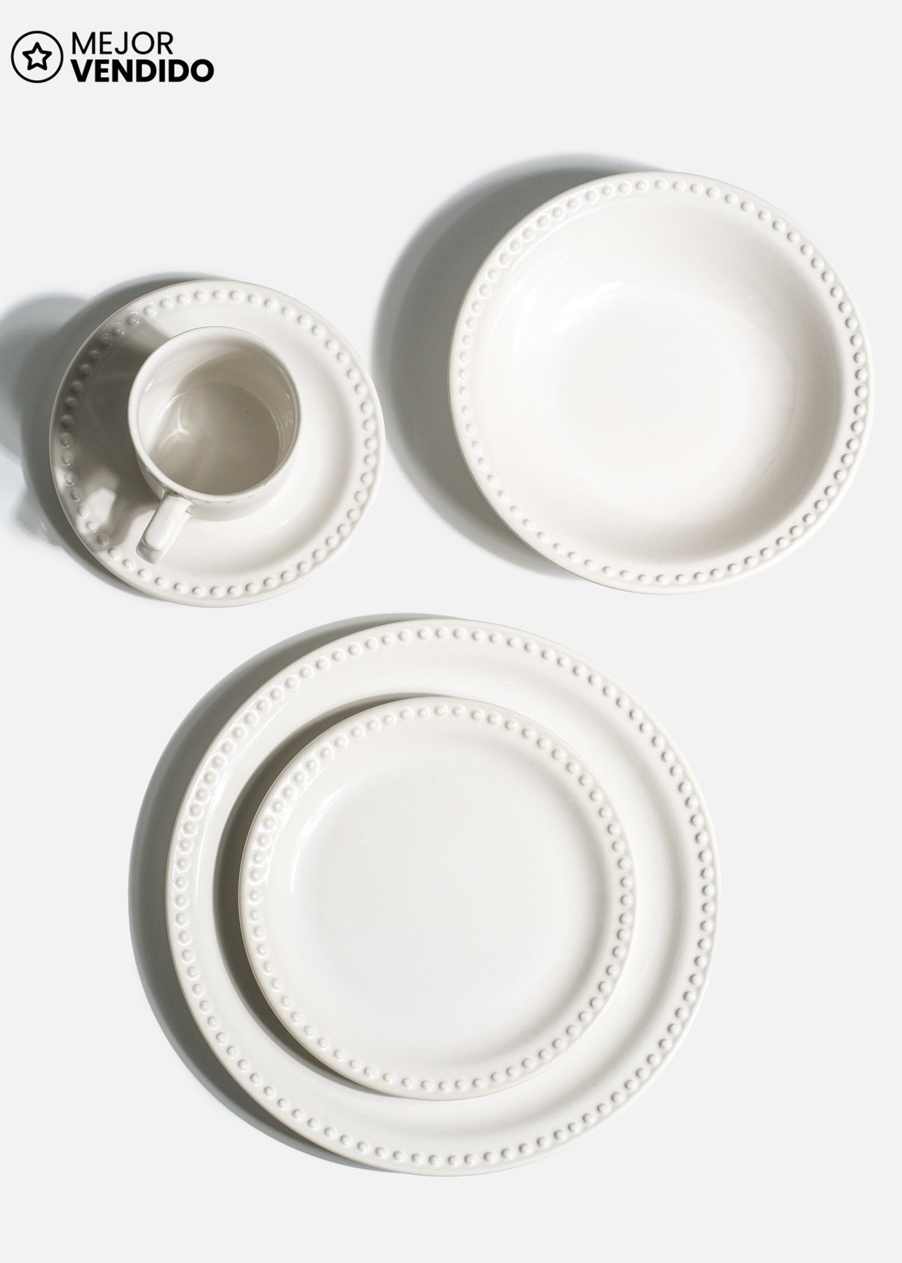 Plato de cerámica blanco Monet con centro liso y ala decorada