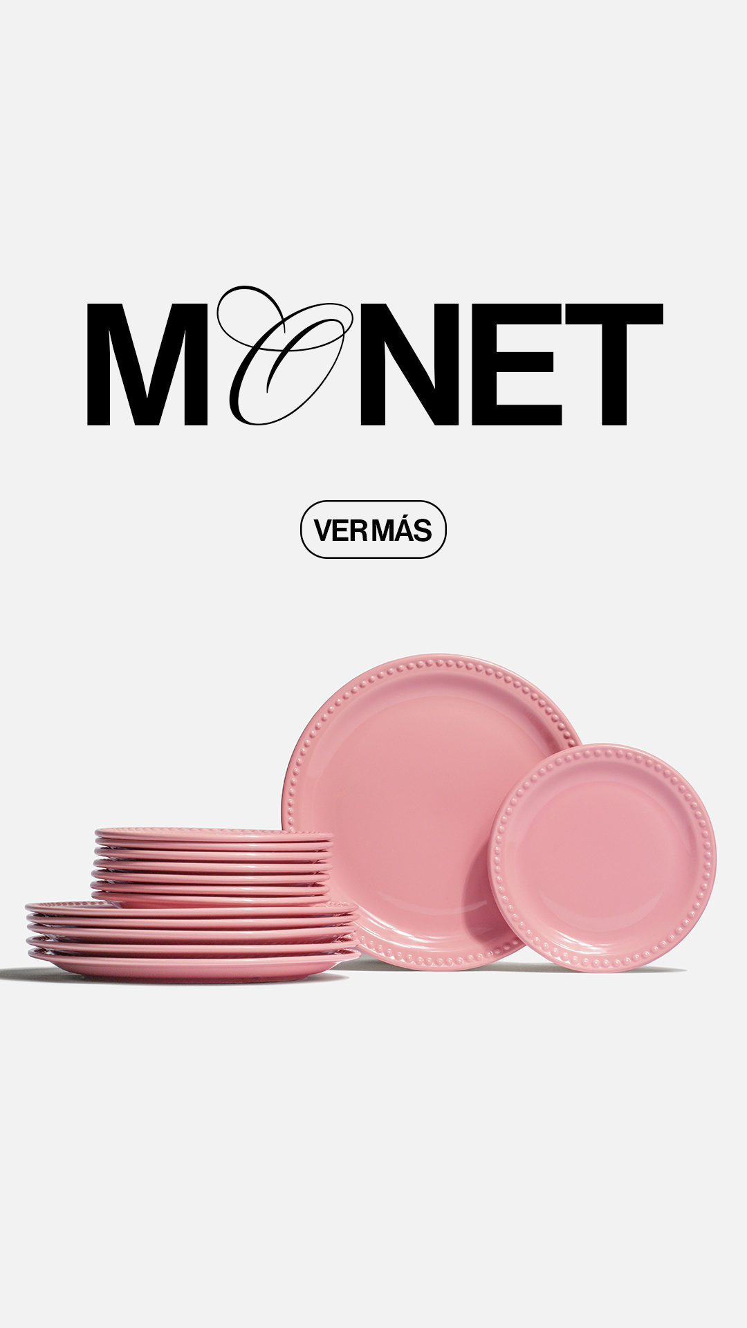 Plato rosa de cerámica con superficie amplia para emplatado