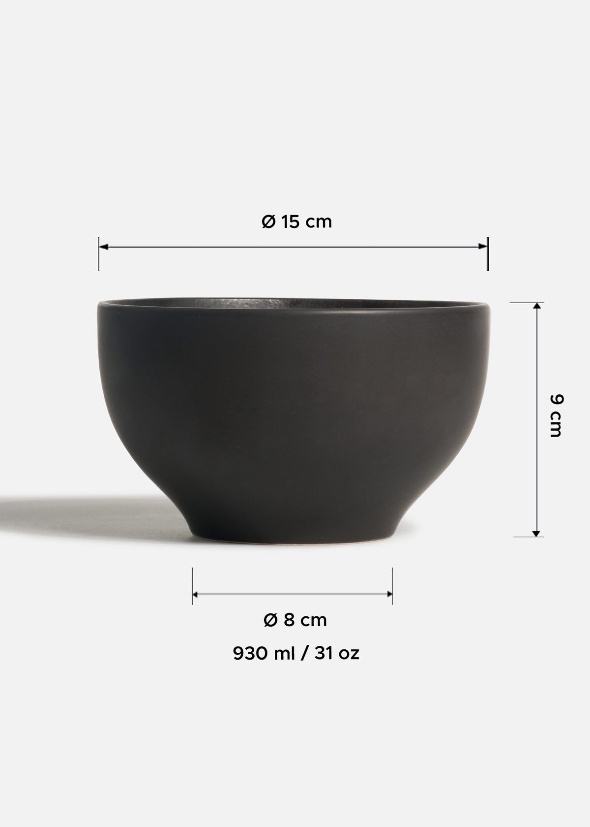 Plato hondo de porcelana negro Hakone 930 ml
