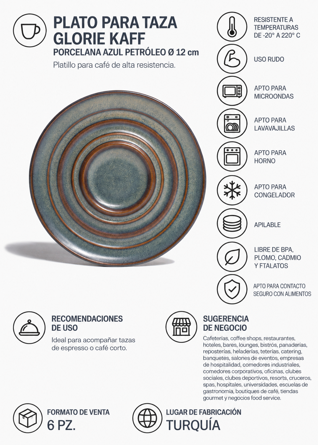 Plato de porcelana para taza de café Ø 12 cm