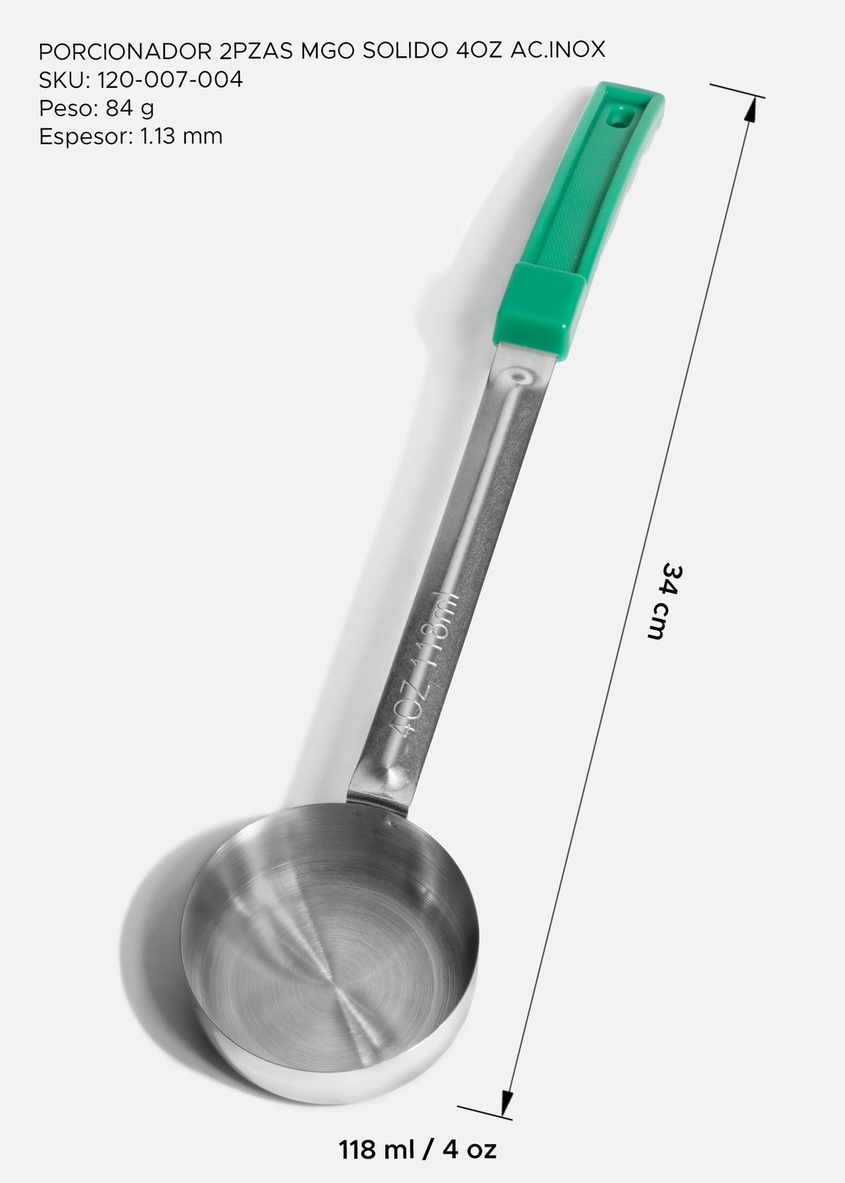 Porcionador sólido de acero inoxidable de 40 oz