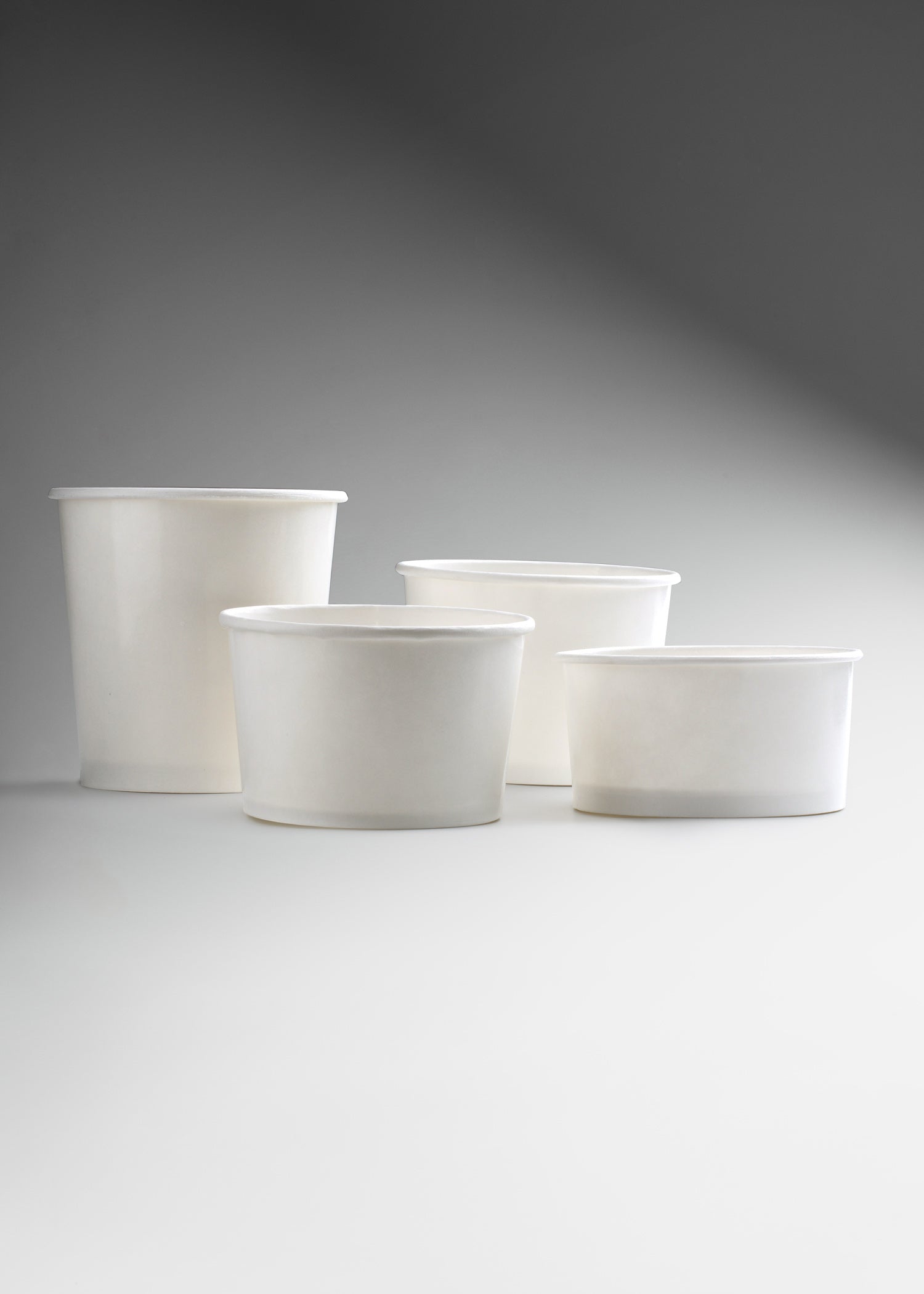Contenedores para comida de papel blanco personalizable Carte Blanc 16, 10, 8 y 6 oz. Premium