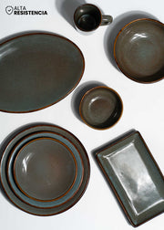 compra platos porcelana gris maha