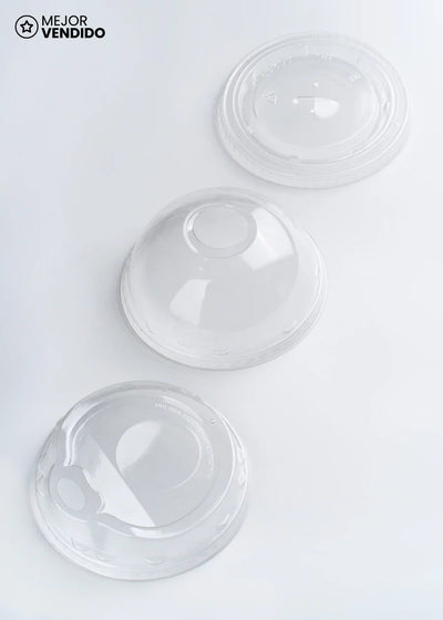 Tapas de plástico PET transparentes Easy Drink para vasos de 9, 12, 16, 20 oz