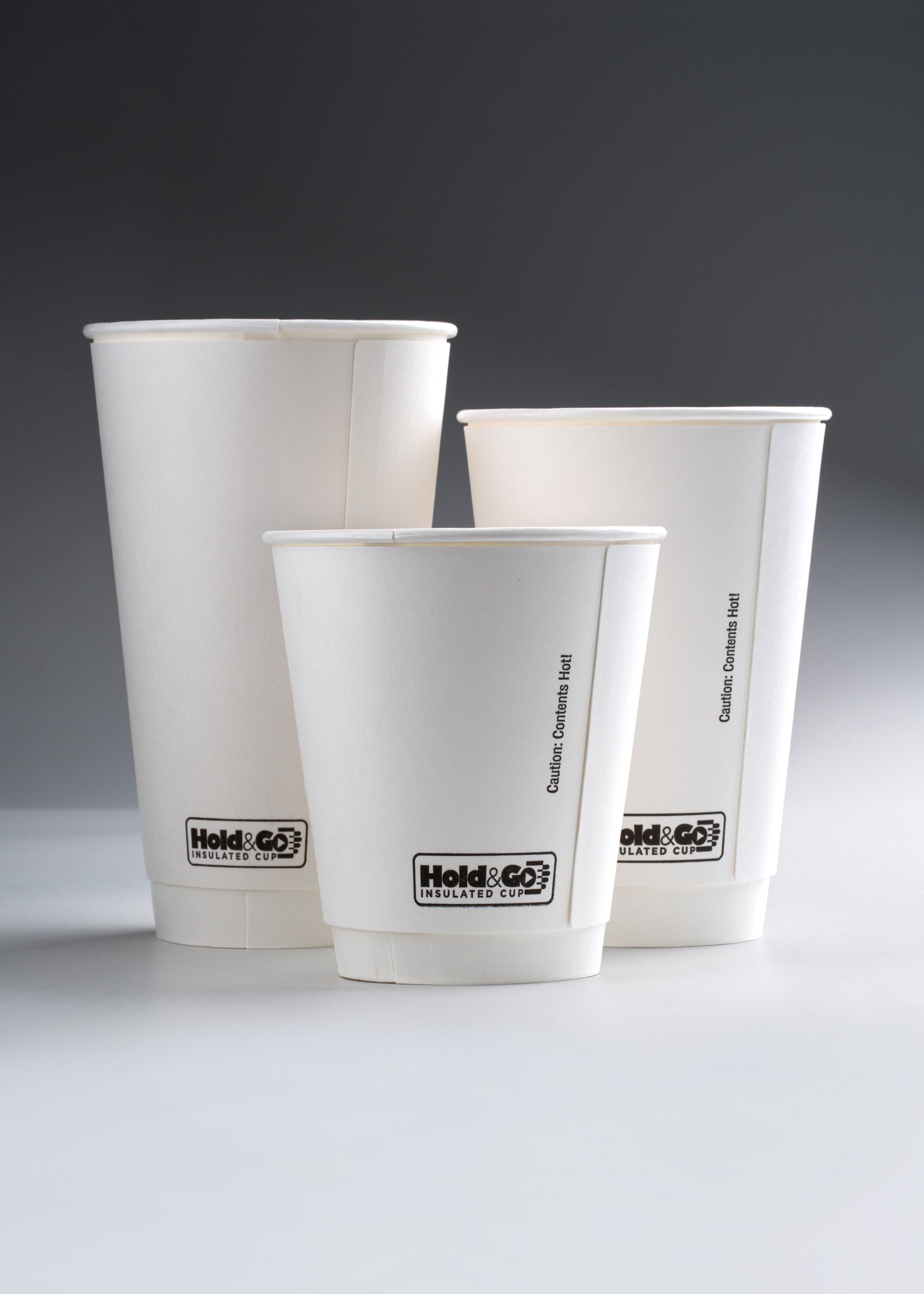 Vasos de papel blanco para bebida caliente Hold & Go 20, 16 y 12 oz