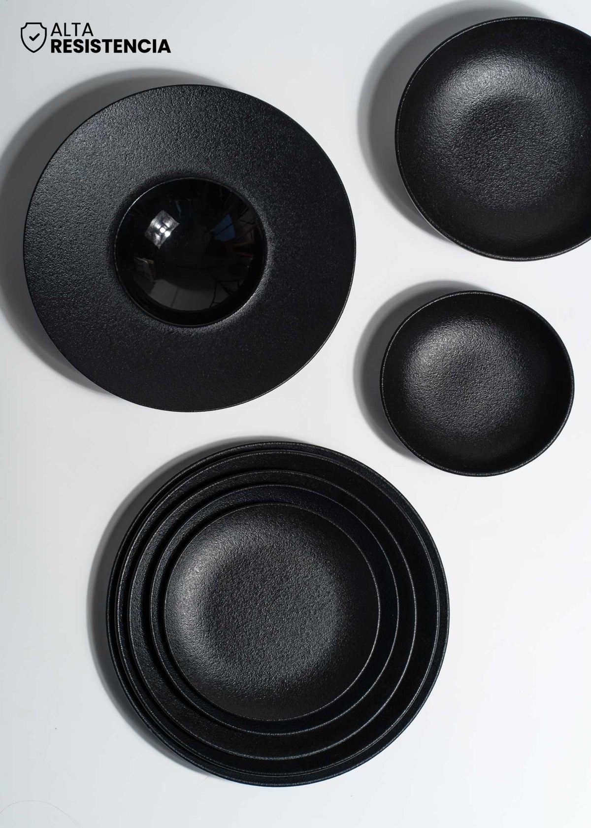 compra platos porcelana negro maha