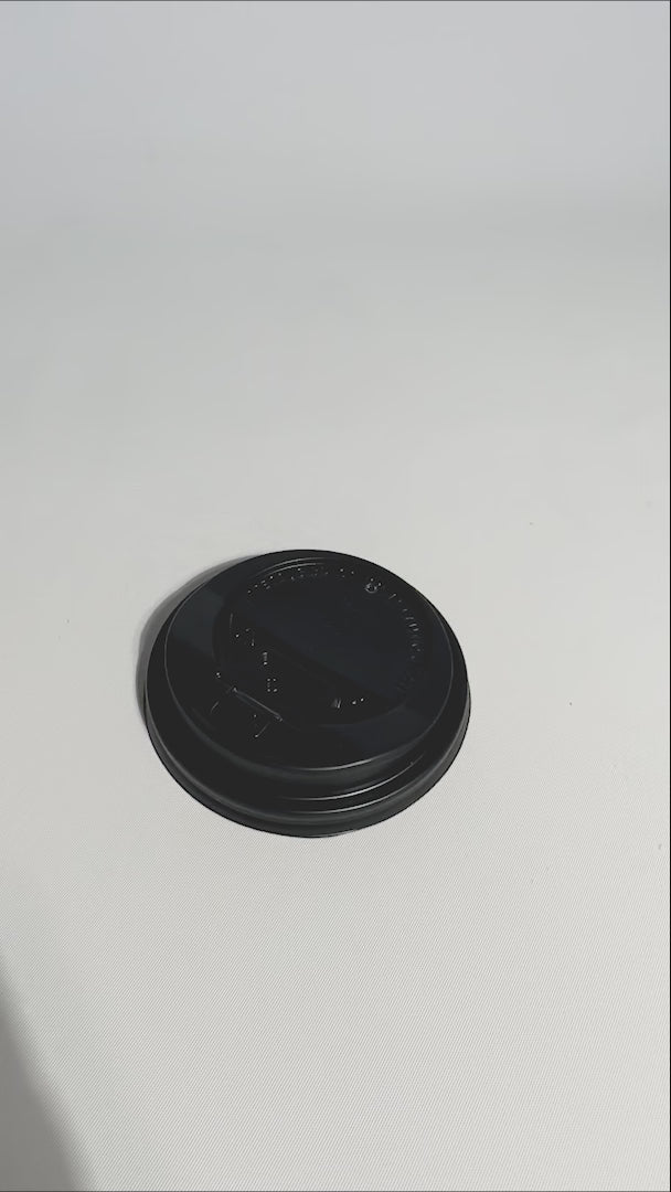 Tapas de plástico negro y blanco para vaso de papel 10,12,16,20 oz