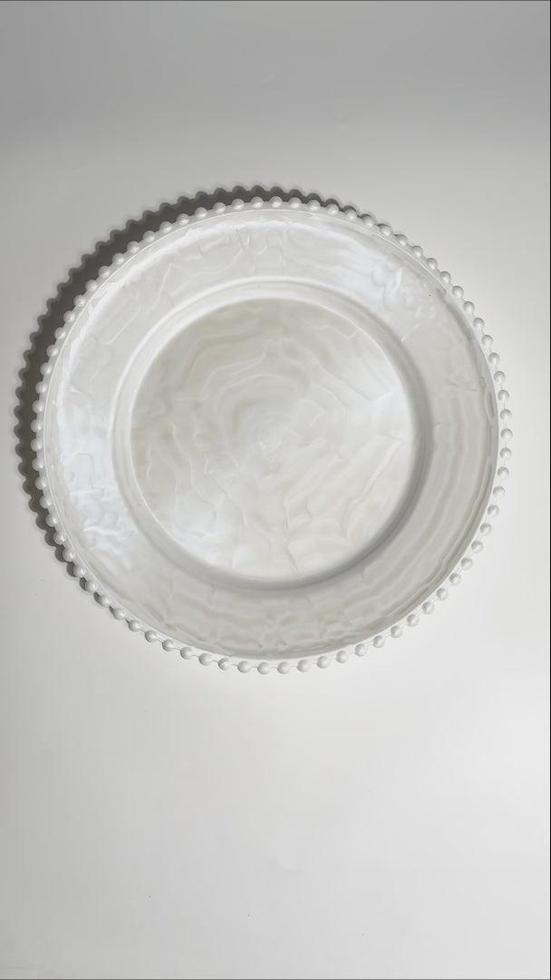 Bajo plato de plástico blanco Perla 33 cm