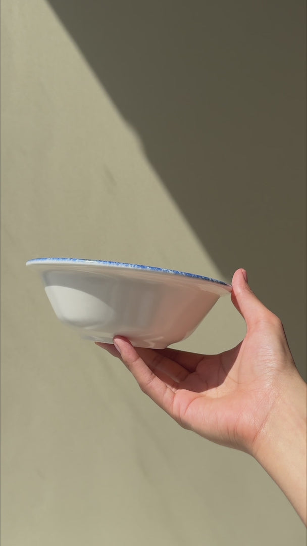 Video del perfil, profundidad y borde azul del plato hondo Harena