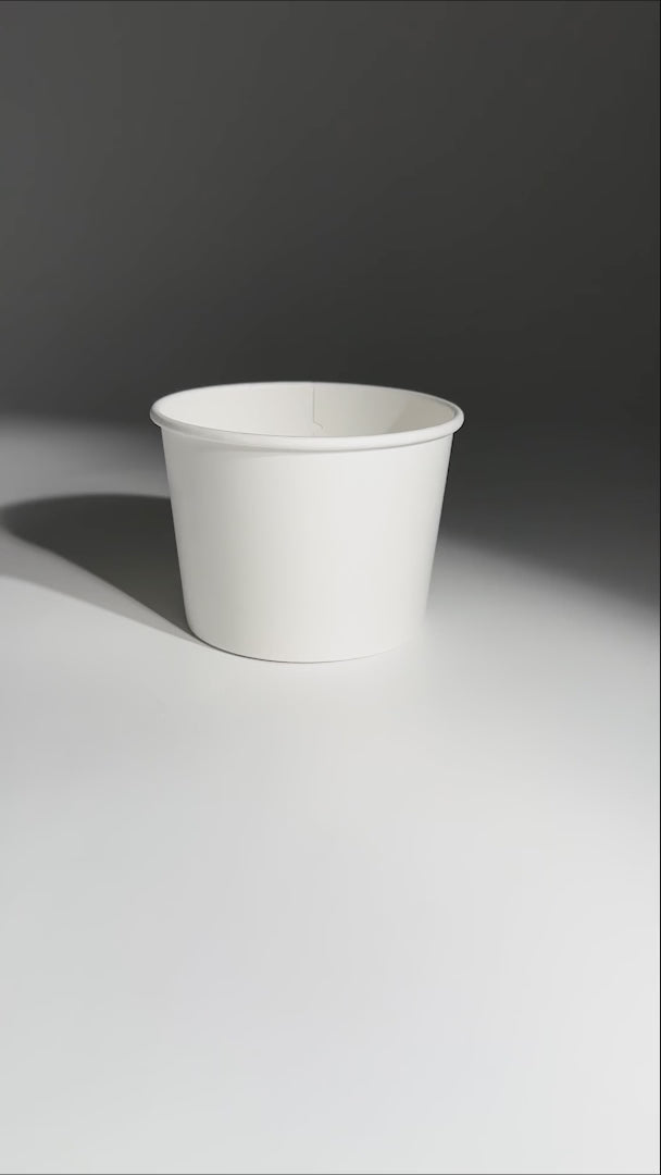 Cargar vídeo: Contenedores para comida de papel blanco personalizable Carte Blanc 16, 10, 8 y 6 oz. Premium