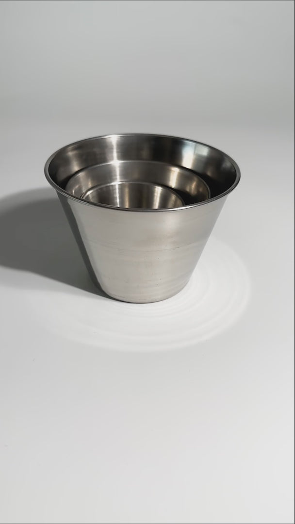 video detalles ramekin acero inoxidable maha