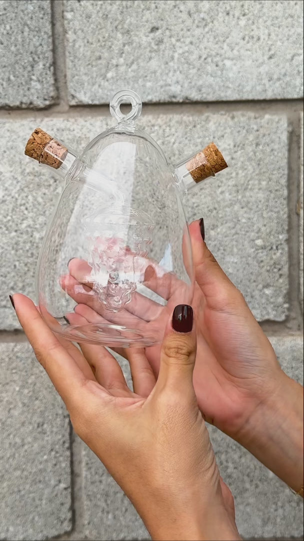 video detalles vinagrera de vidrio maha