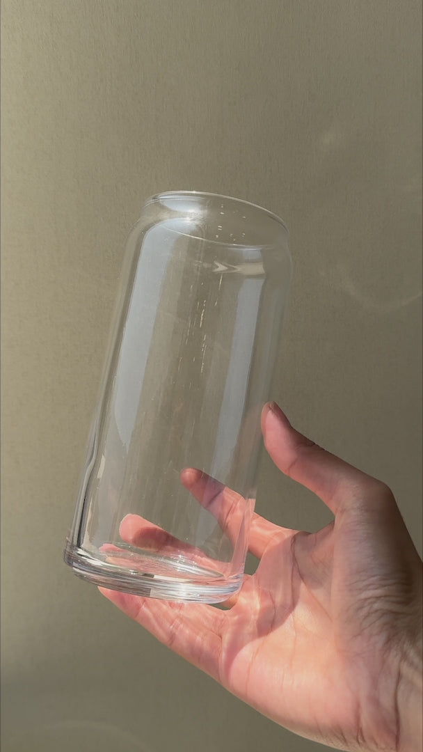 Video del vaso tipo lata de vidrio transparente de 591 ml