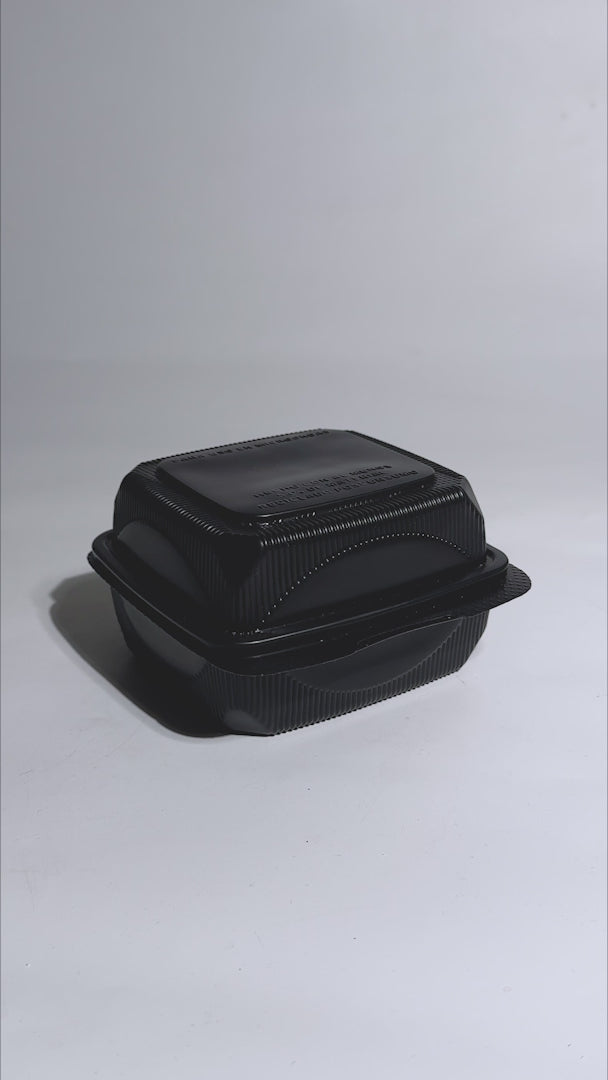 Cargar vídeo: Video del envase negro para take out y delivery de 14.8 × 14.7 × 7.9 cm