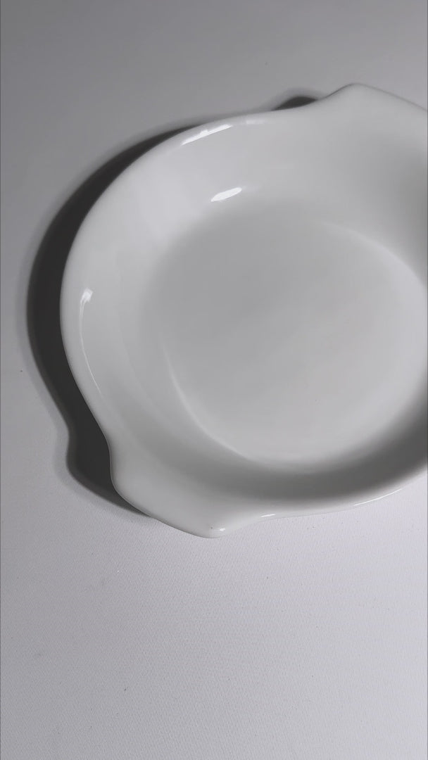 Cargar vídeo: Plato cacerola de porcelana blanco personalizado logo doble Messina 17 cm
