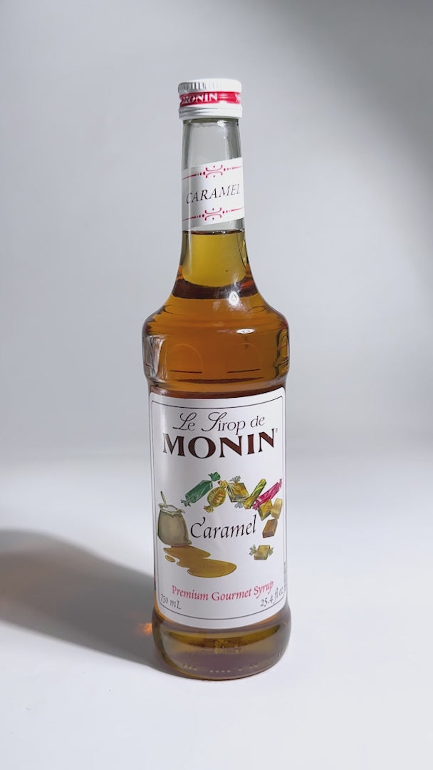 Cargar vídeo: Jarabe de caramelo botella de vidrio Monin 750 ml