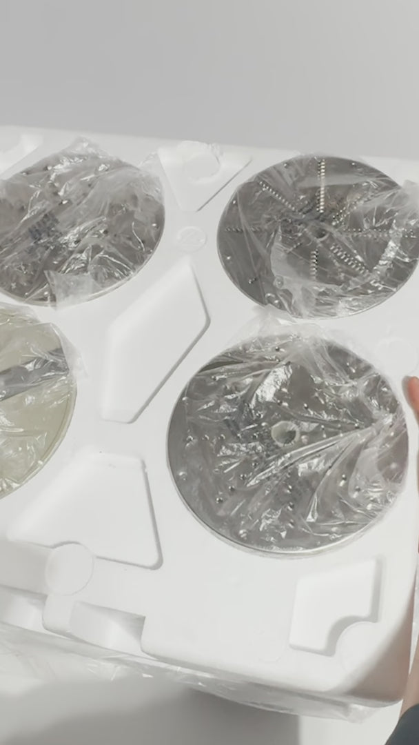 Cargar vídeo: Procesadora de alimentos con discos de corte de acero inoxidable