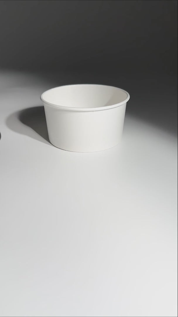 Cargar vídeo: Contenedores para comida de papel blanco personalizable Carte Blanc 16, 10, 8 y 6 oz. Premium