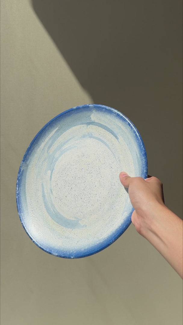 Video del plato trinche de porcelana Harena blanco y azul de 27 cm