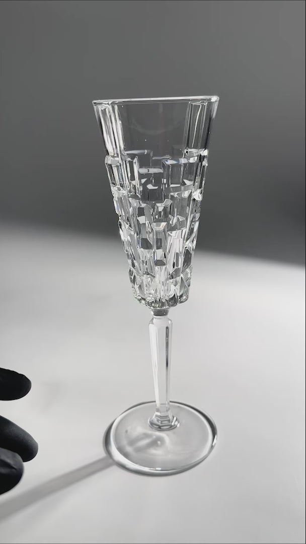 Copa flauta para champagne de cristal transparente Cubic 190 ml
