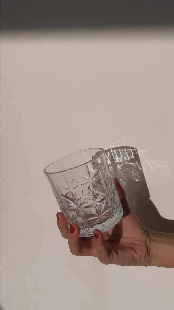Cargar vídeo: Vaso de vidrio transparente Old Fashion Liam 350 ml