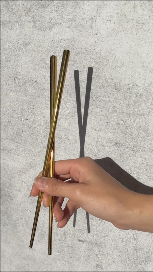 video detalles palillos chinos de acero inoxidable maha